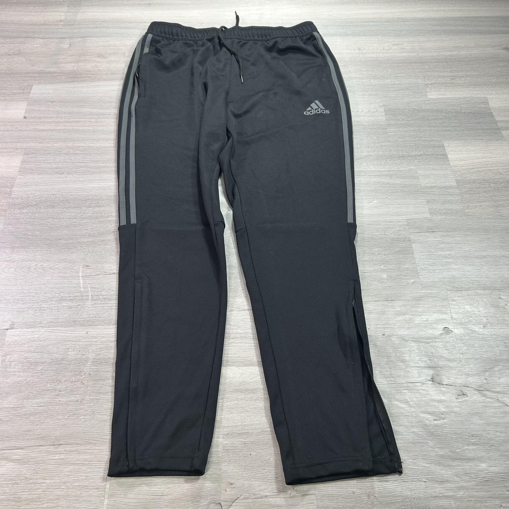 Adidas AEROREADY Track Pants Mens Large Black 3 Stripe Zip Hem Athletic H28914